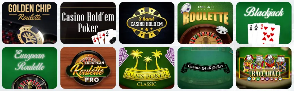 Jeux de table au WILD TORNADO CASINO